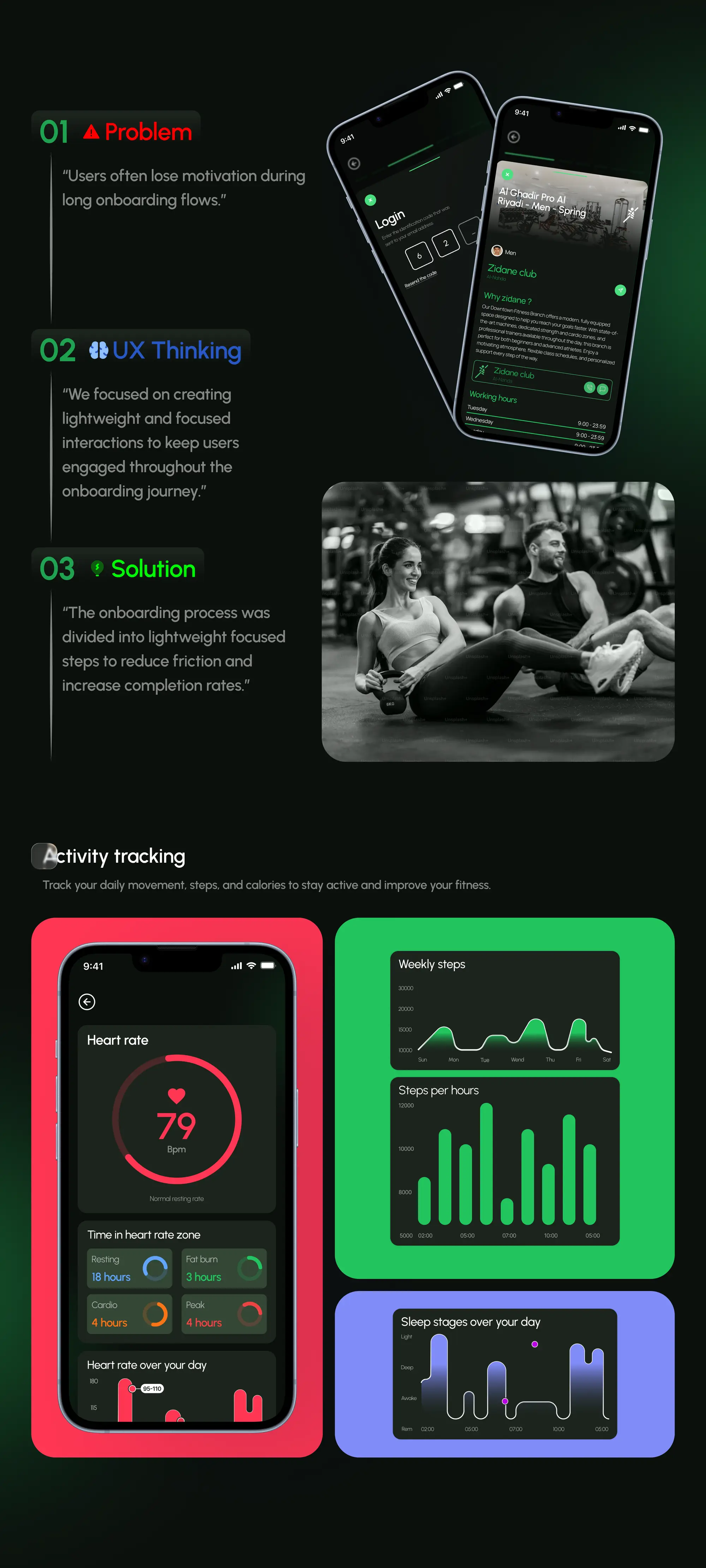 Zidne App، صورة 03: Short onboarding: problem, UX thinking, solution