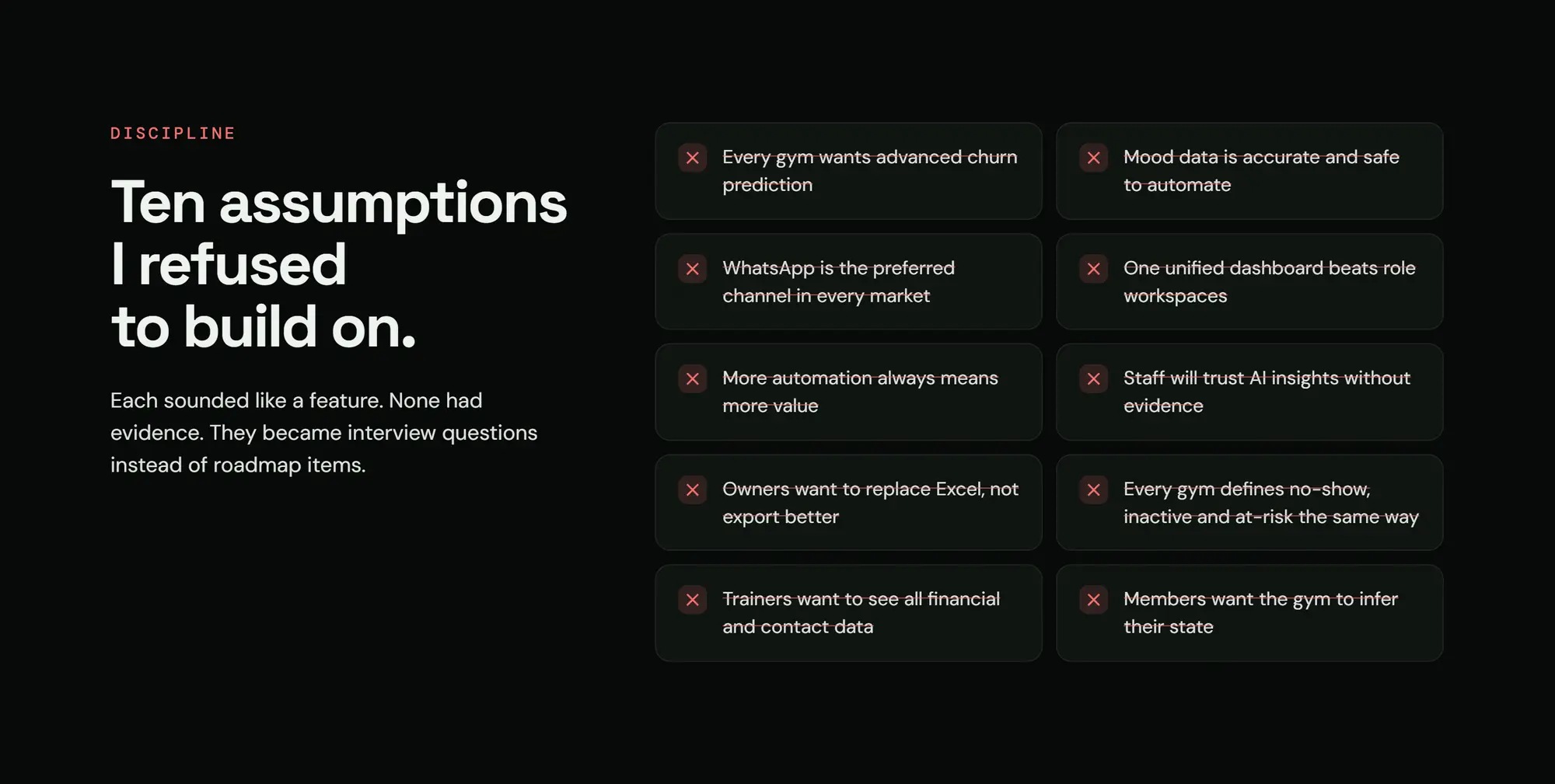 Zidne CRM, slide 22: Ten assumptions I refused to build on