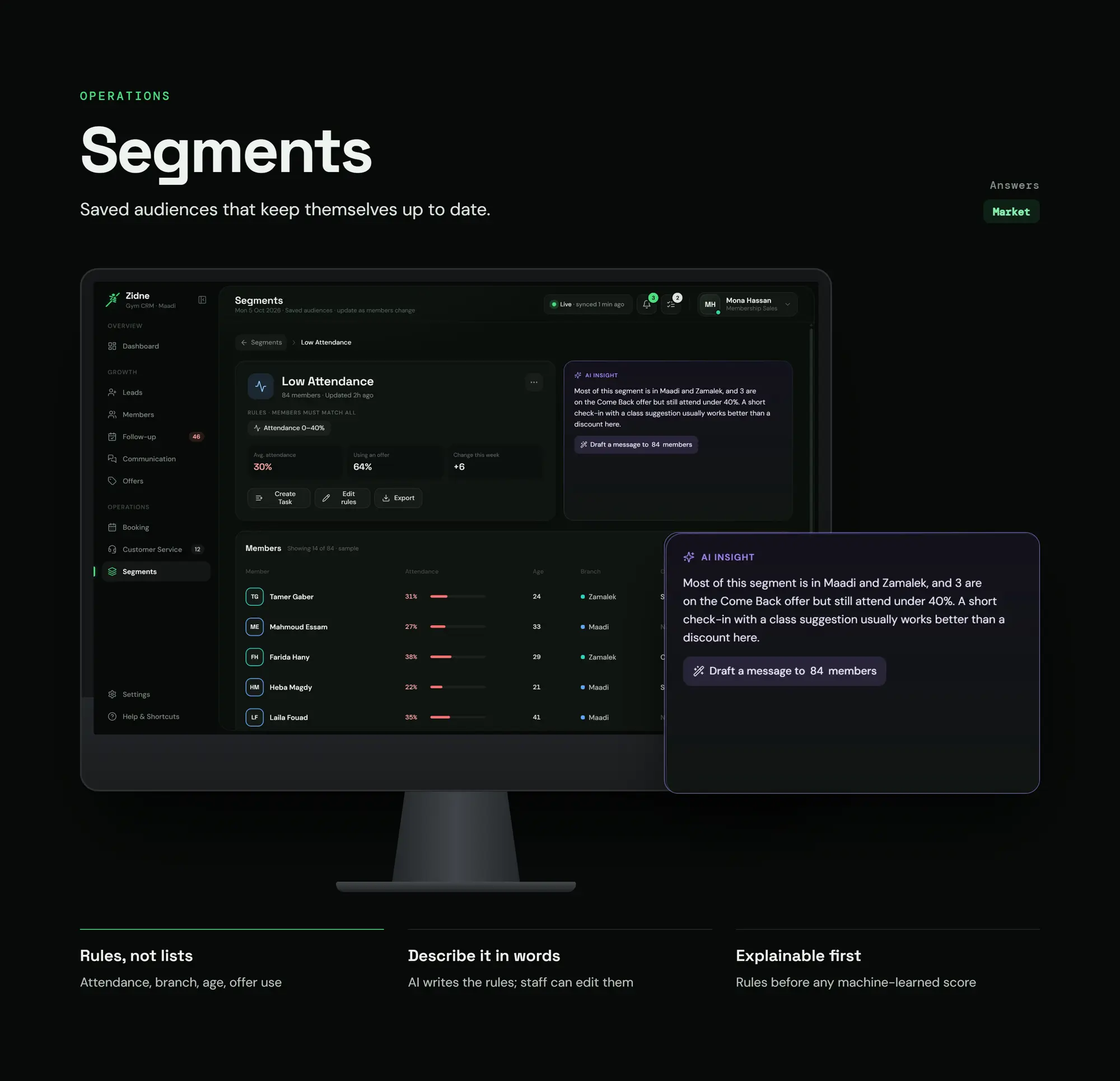 Zidne CRM, slide 66: Segments