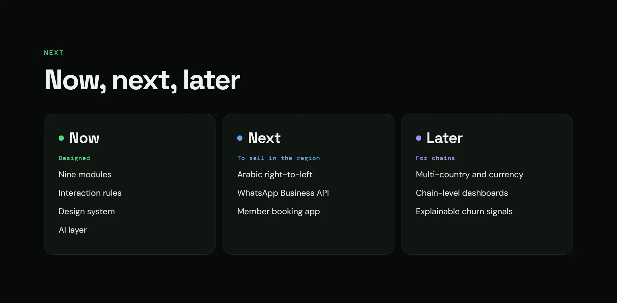 Zidne CRM, slide 75: Now, next, later