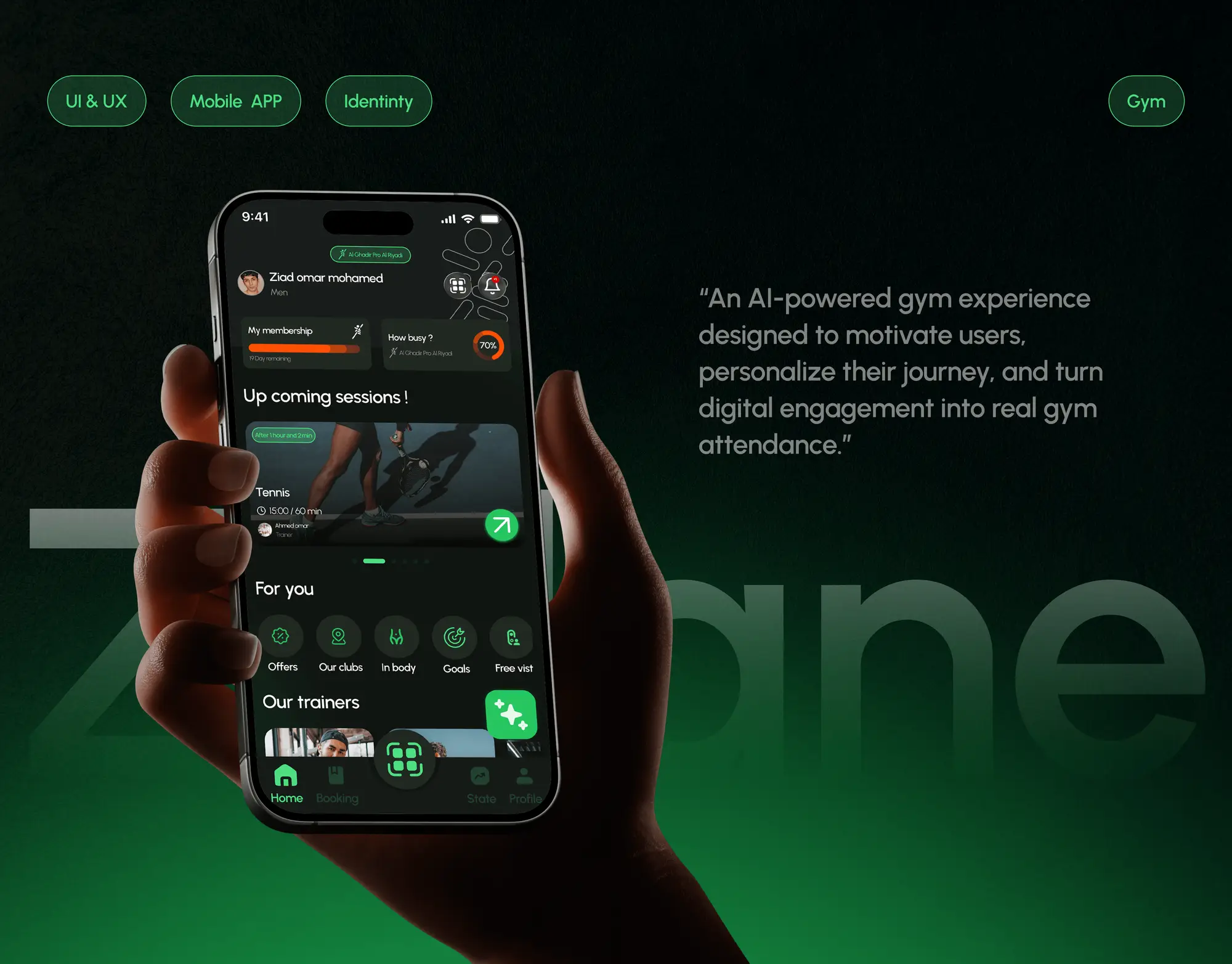 غلاف Zidne App: An AI-powered gym experience designed to motivate users, personalize their journey, and turn digital engagement into real gym attendance.